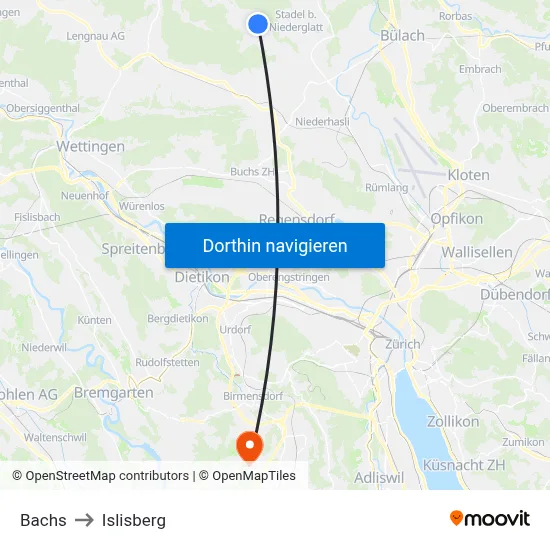 Bachs to Islisberg map