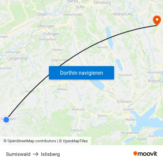 Sumiswald to Islisberg map