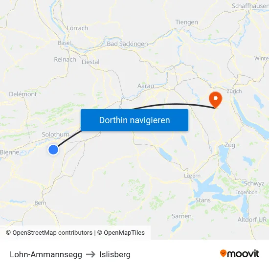 Lohn-Ammannsegg to Islisberg map