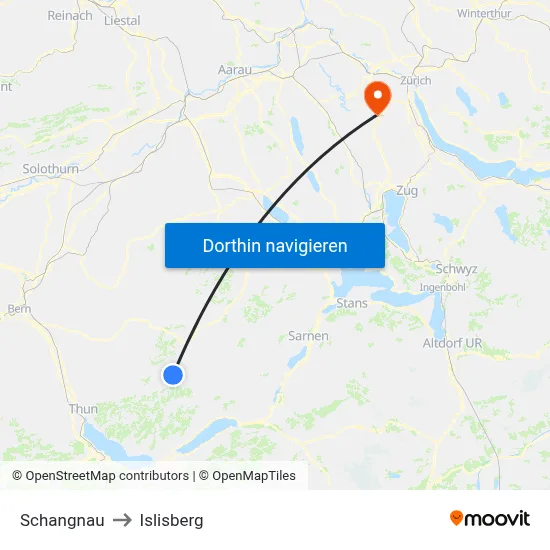 Schangnau to Islisberg map