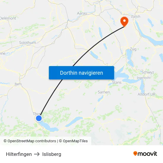 Hilterfingen to Islisberg map