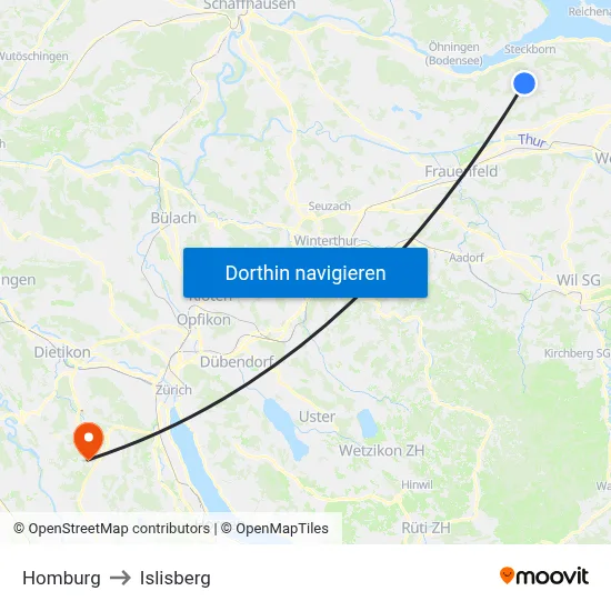 Homburg to Islisberg map