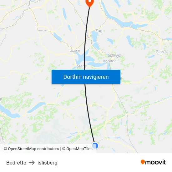 Bedretto to Islisberg map