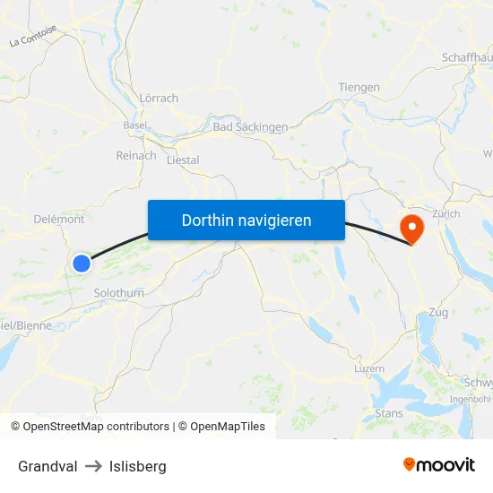 Grandval to Islisberg map
