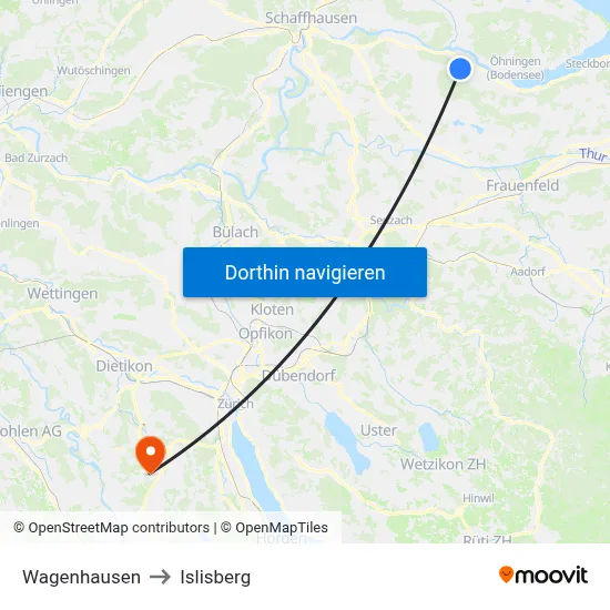 Wagenhausen to Islisberg map