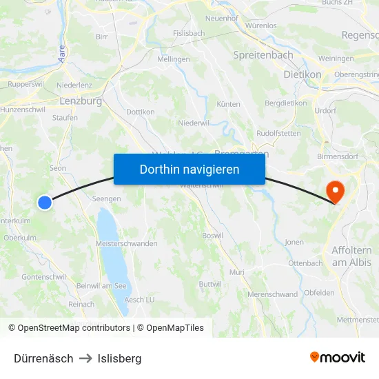 Dürrenäsch to Islisberg map