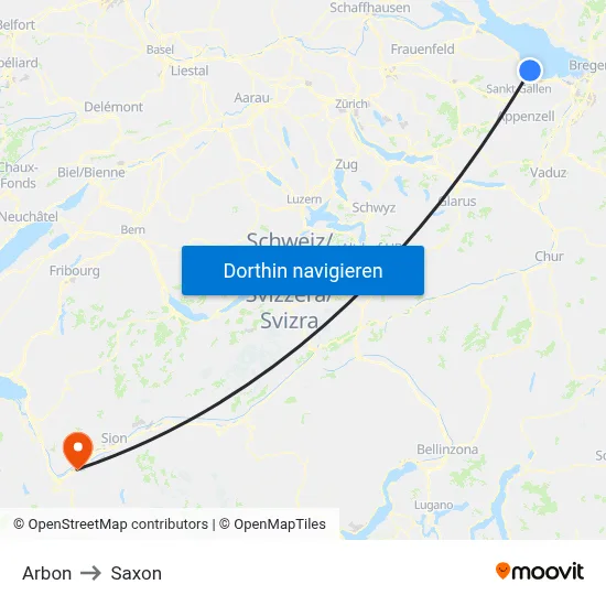 Arbon to Saxon map