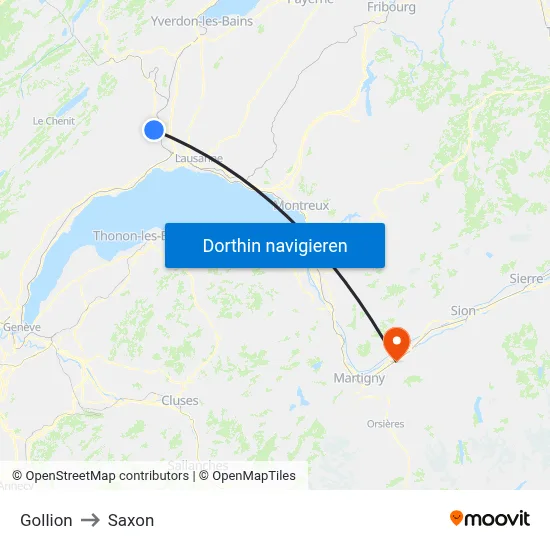 Gollion to Saxon map