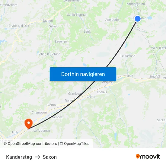 Kandersteg to Saxon map