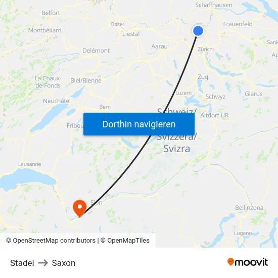 Stadel to Saxon map