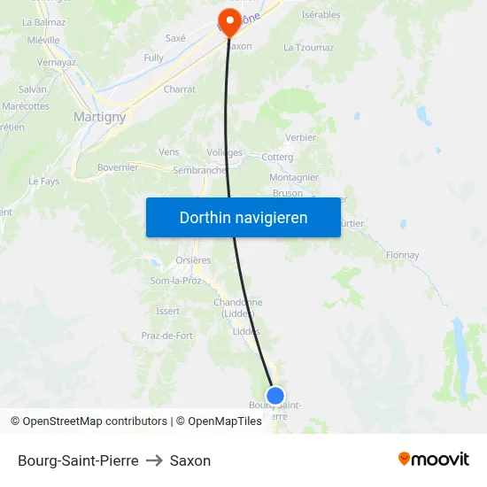 Bourg-Saint-Pierre to Saxon map