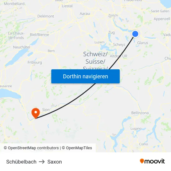 Schübelbach to Saxon map