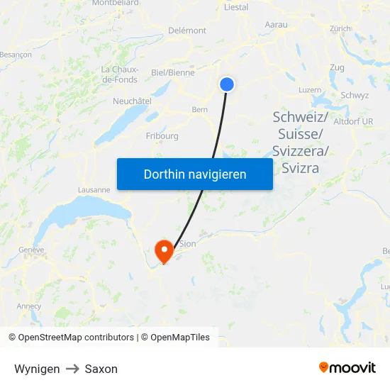 Wynigen to Saxon map