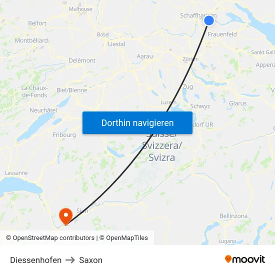 Diessenhofen to Saxon map