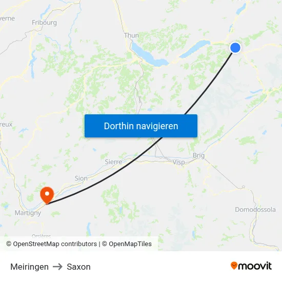 Meiringen to Saxon map