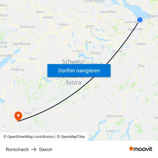 Rorschach to Saxon map