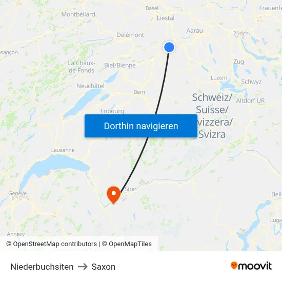 Niederbuchsiten to Saxon map