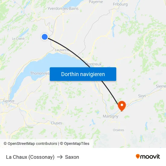 La Chaux (Cossonay) to Saxon map