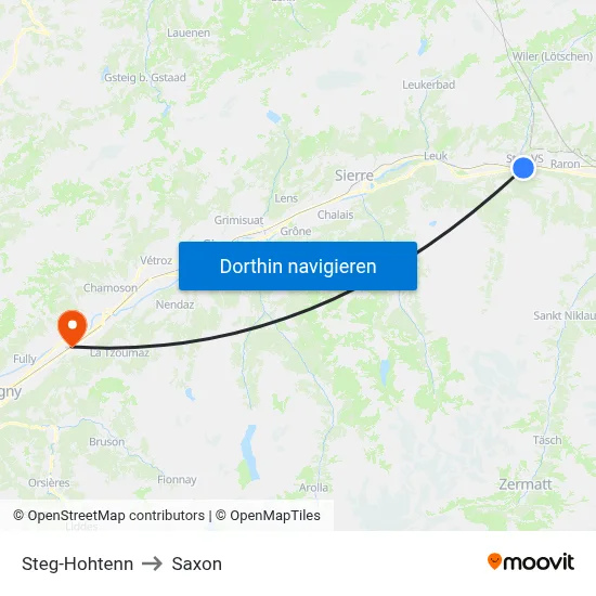 Steg-Hohtenn to Saxon map