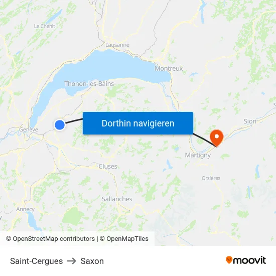 Saint-Cergues to Saxon map