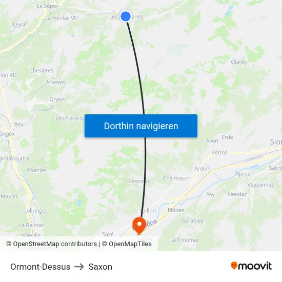 Ormont-Dessus to Saxon map