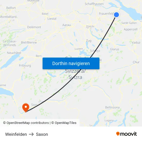 Weinfelden to Saxon map