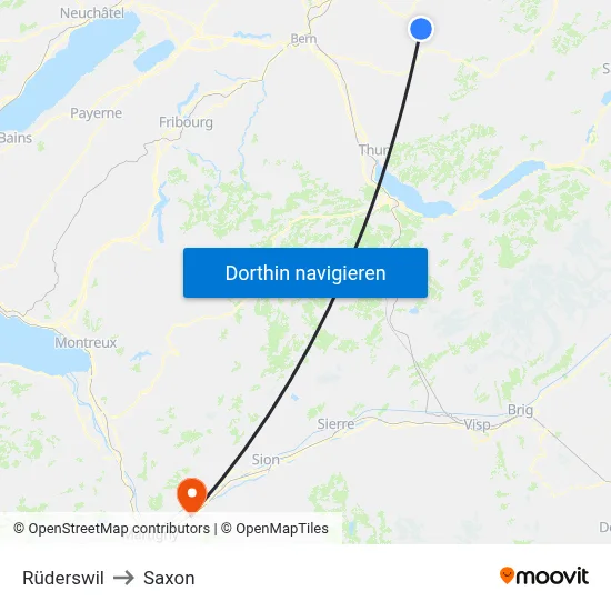 Rüderswil to Saxon map