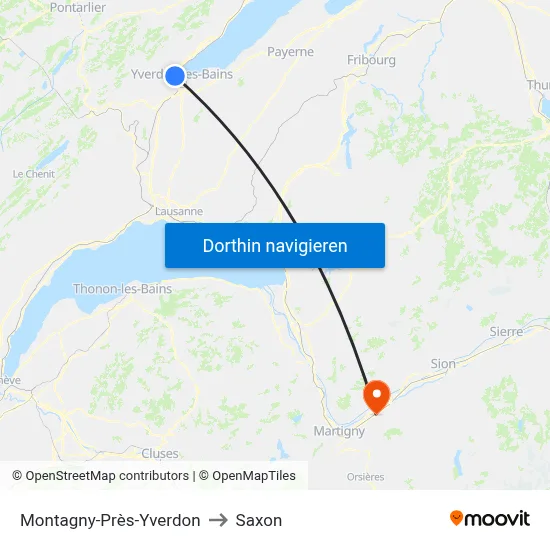 Montagny-Près-Yverdon to Saxon map