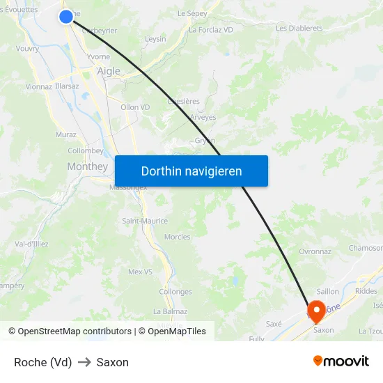 Roche (Vd) to Saxon map