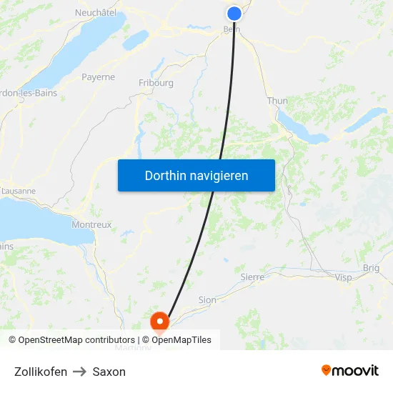 Zollikofen to Saxon map