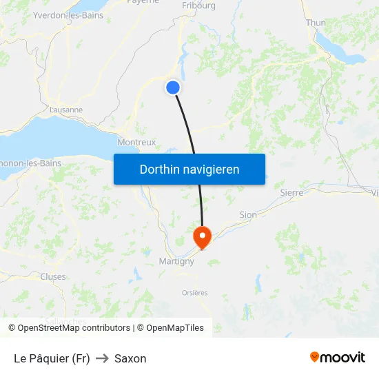 Le Pâquier (Fr) to Saxon map