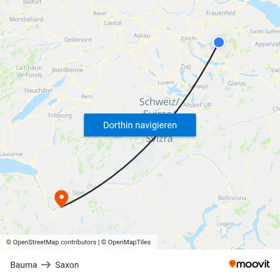 Bauma to Saxon map