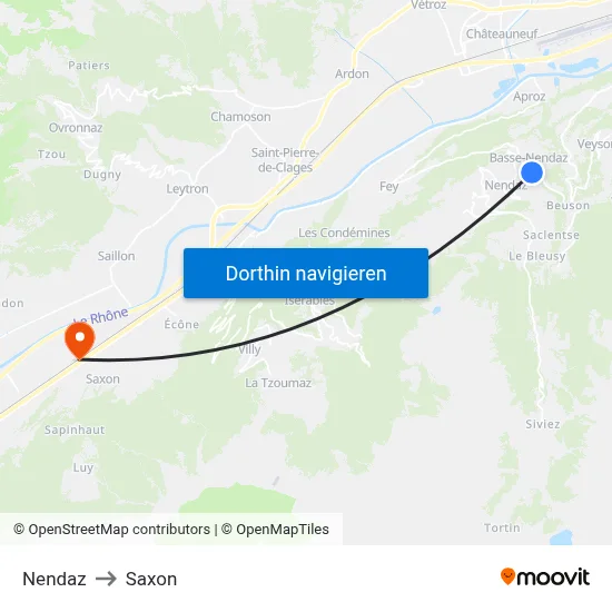Nendaz to Saxon map