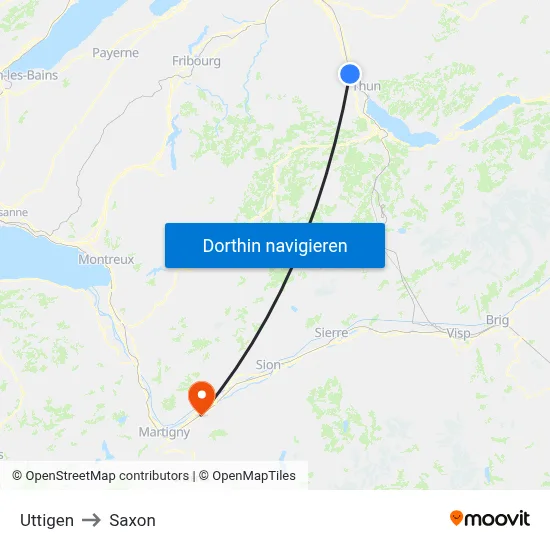 Uttigen to Saxon map