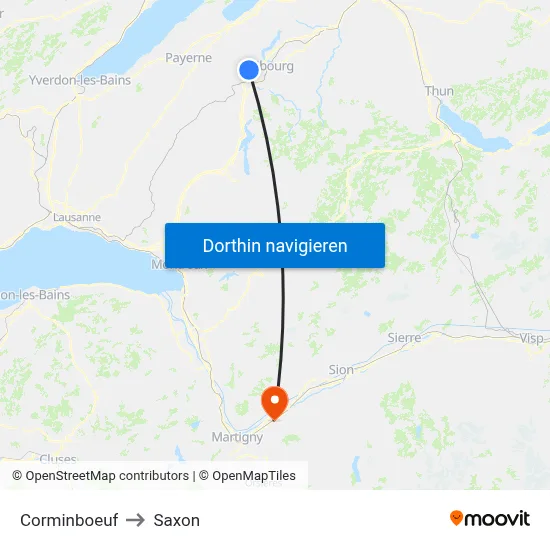 Corminboeuf to Saxon map