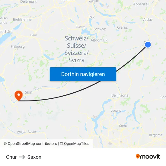 Chur to Saxon map
