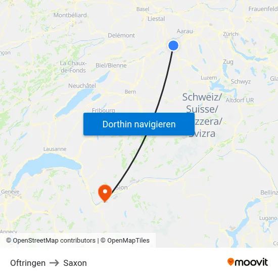 Oftringen to Saxon map