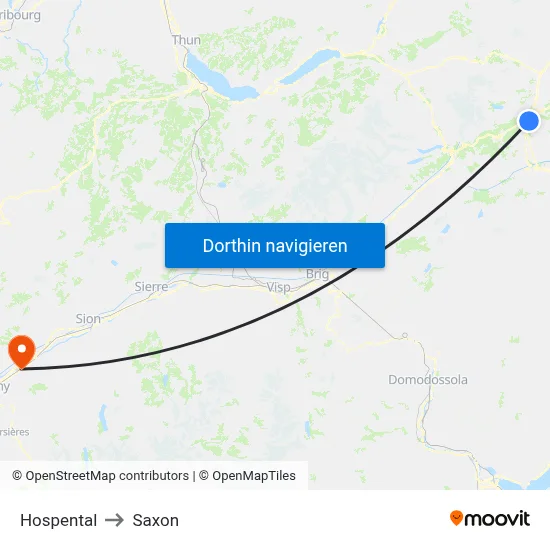 Hospental to Saxon map