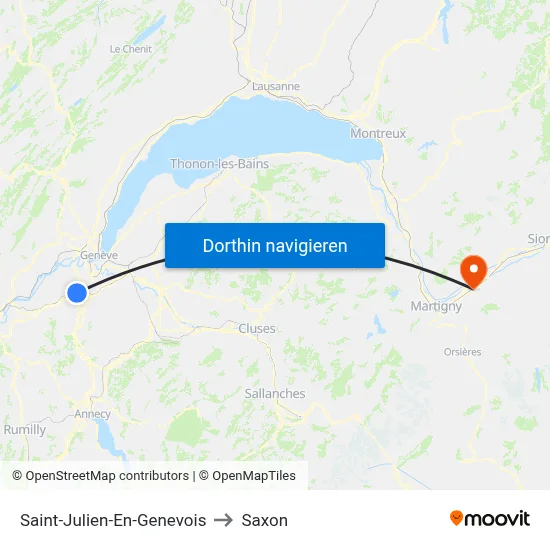 Saint-Julien-En-Genevois to Saxon map