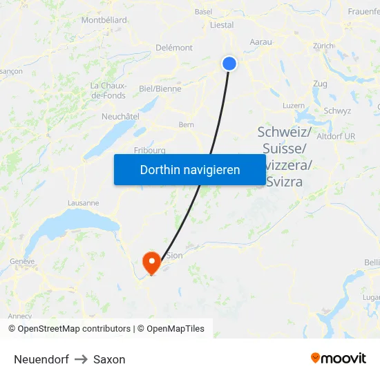 Neuendorf to Saxon map
