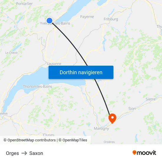 Orges to Saxon map