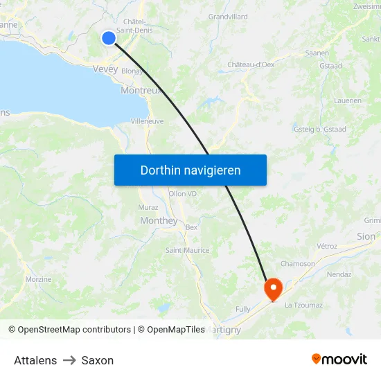 Attalens to Saxon map