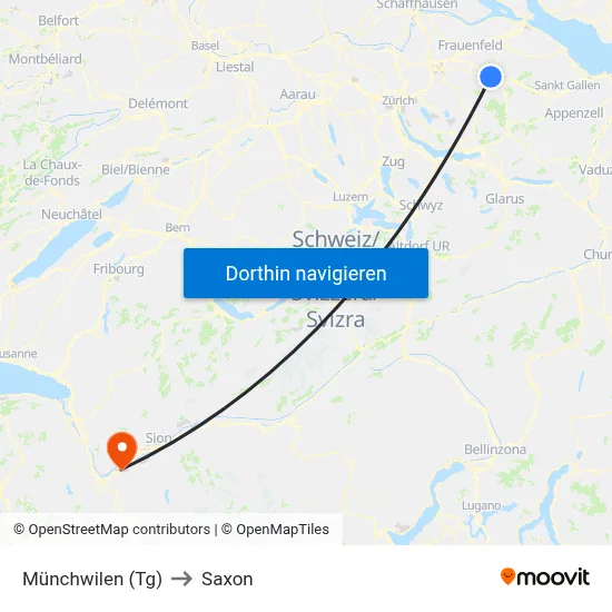 Münchwilen (Tg) to Saxon map