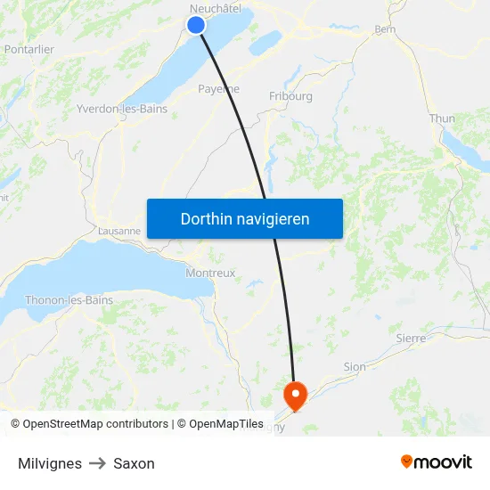 Milvignes to Saxon map