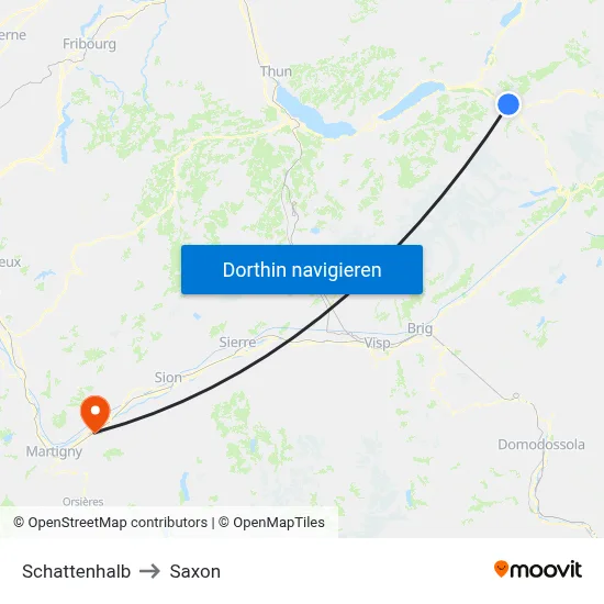Schattenhalb to Saxon map