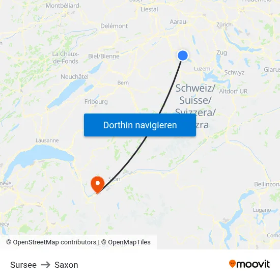 Sursee to Saxon map