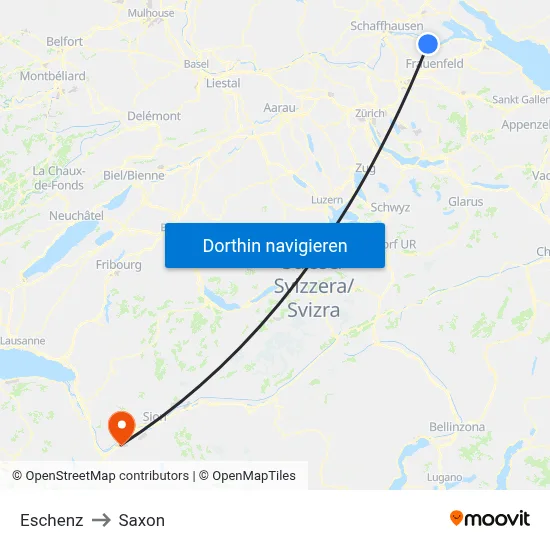 Eschenz to Saxon map