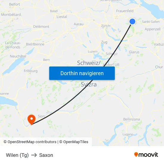Wilen (Tg) to Saxon map