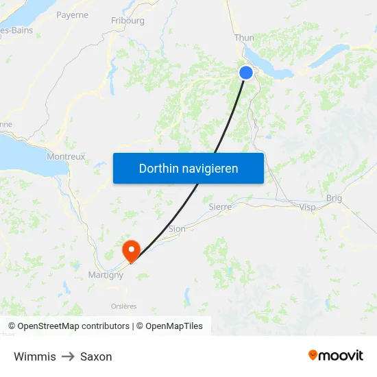 Wimmis to Saxon map