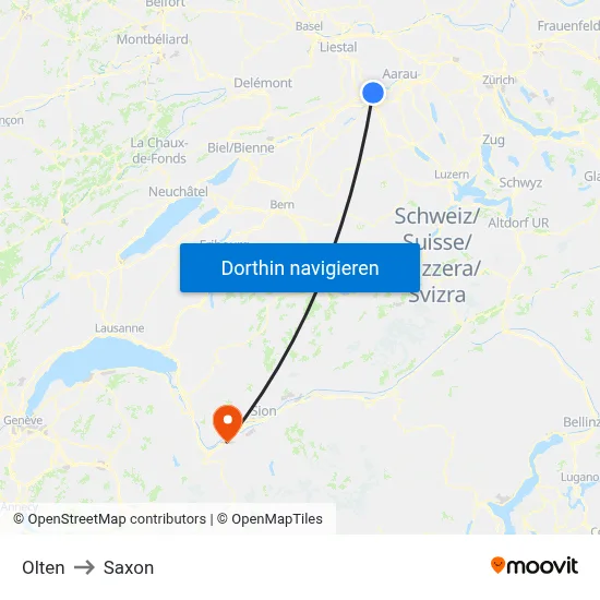 Olten to Saxon map